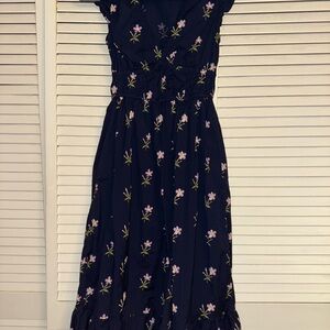 Vineyard Vines Navy Dress with Floral Embroidery